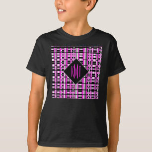 T-shirt Initiales monographiques personnalisées Pink Plaid