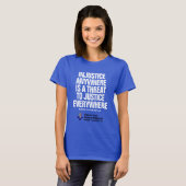 T-shirt Injustice / Justice bleu (Devant entier)