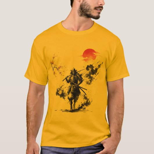 T-shirt Ink Wash Samurai Warrior (Devant)