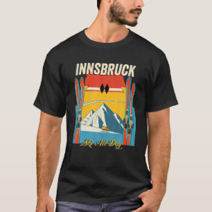 T-shirt Innsbruck Austria Ski Toute la journée - Retro Vin