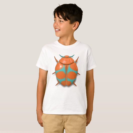 T-shirt insecte insecte insecte cocu orange et turquoise (Devant entier)