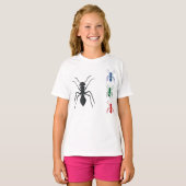 T-shirt Insectes de silhouettes de fourmi Noir Bleu Vert e (Devant entier)