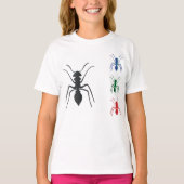 T-shirt Insectes de silhouettes de fourmi Noir Bleu Vert e (Devant)