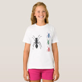 T-shirt Insectes de silhouettes de fourmi Noir Bleu Vert e (Devant entier)