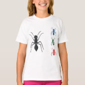 T-shirt Insectes de silhouettes de fourmi Noir Bleu Vert e (Devant)