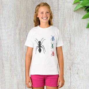 T-shirt Insectes de silhouettes de fourmi Noir Bleu Vert e