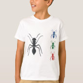 T-shirt Insectes de silhouettes de fourmi Noir Bleu Vert e (Devant)