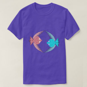 T-shirt Inséparables roses et bleus mignons