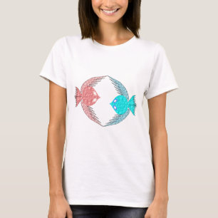 T-shirt Inséparables roses et bleus mignons
