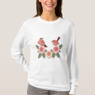T-shirt Inséparables roses mignons et Roses floraux