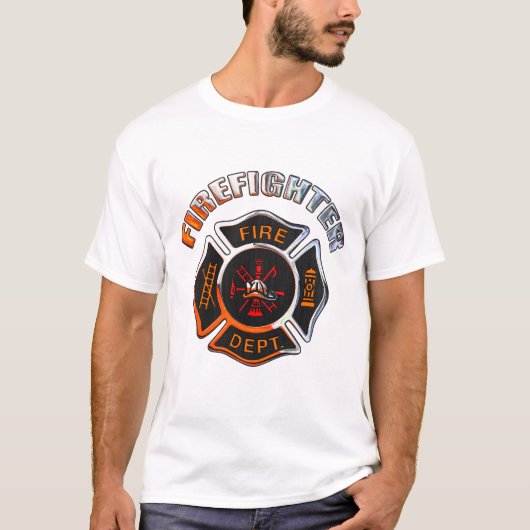 T-shirt Insigne de chrome de corps de sapeurs-pompiers (Devant)