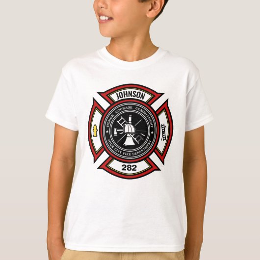 T-shirt Insigne de pompier du service d'incendie AJOUTER N (Devant)
