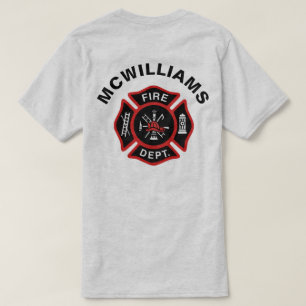 T-shirt Insigne de sapeur-pompier avec le nom