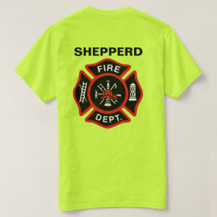 T-shirt Insigne du service d'incendie avec nom