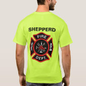 T-shirt Insigne du service d'incendie avec nom (Dos)