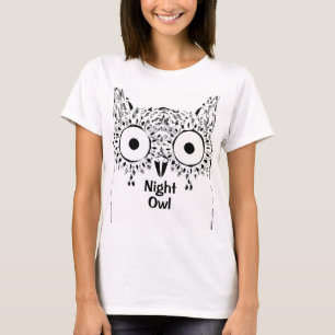 T-shirt Insomnie de hibou de nuit drôle noir et blanc