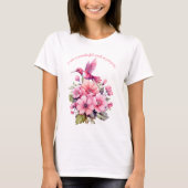 T-shirt inspiration de fleurs et d'oiseaux (Devant)