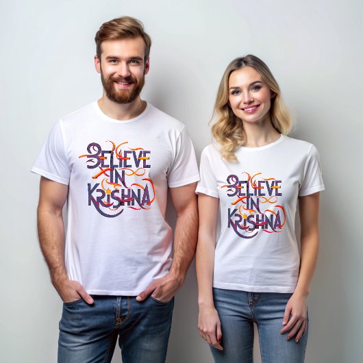 T-shirt inspiré blanc "Croyez en Krishna"