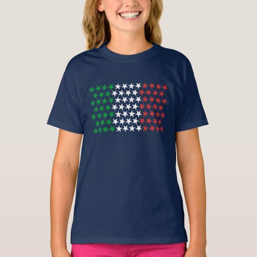 T-shirt Inspiré par le drapeau italien. Édition d'étoiles (Devant)