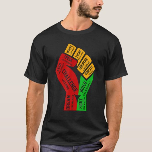 T-shirt Inspiring Black Leaders Power Fist Hand Black Hist (Devant)