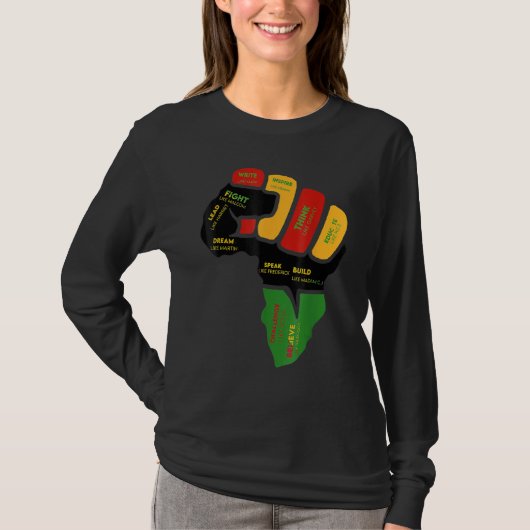 T-shirt Inspiring Black Leaders Power Fist Hand Black Hist (Devant)