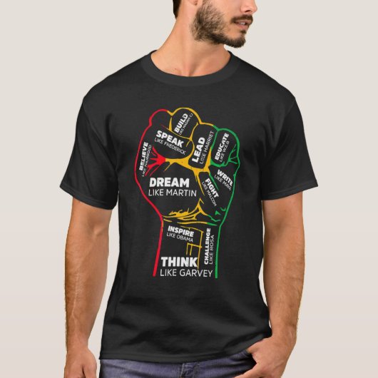T-shirt Inspiring Black Leaders Power Fist Hand Black Hist (Devant)