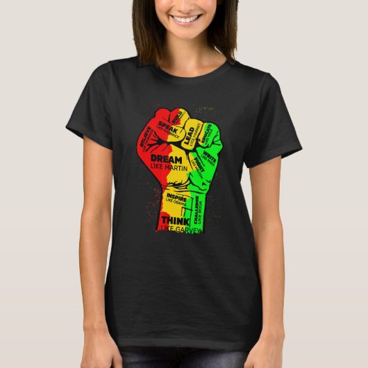 T-shirt Inspiring Black Leaders Power Fist Hand Black Hist (Devant)