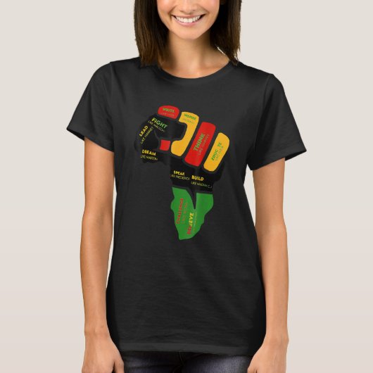 T-shirt Inspiring Black Leaders Power Fist Hand Black Hist (Devant)
