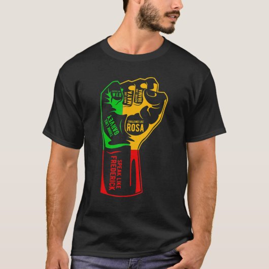 T-shirt Inspiring Black Leaders Power Fist Hand Black Hist (Devant)