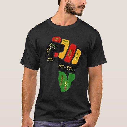 T-shirt Inspiring Black Leaders Power Fist Hand Black Hist (Devant)