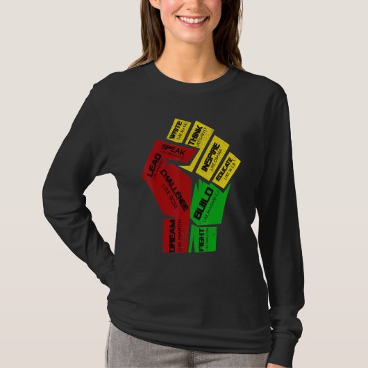 T-shirt Inspiring Black Leaders Power Fist Hand Black Hist (Devant)
