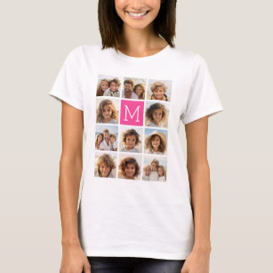 T-shirt Instagram rose chaud Collage photo Monogramme pers