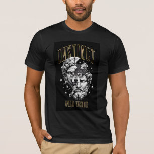 T-shirt Instinct Sauvage Statue de Loup Streetw Intérieur
