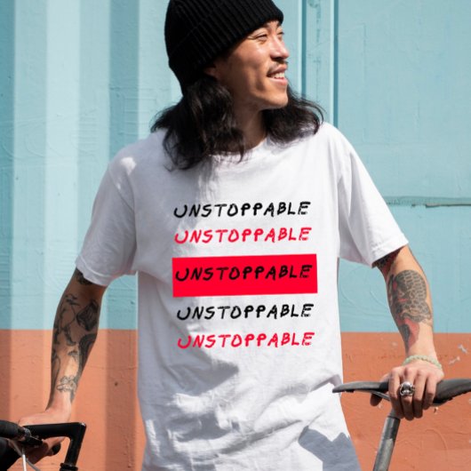 T-shirt Instoppable : Citation inspirante grunge rouge et 