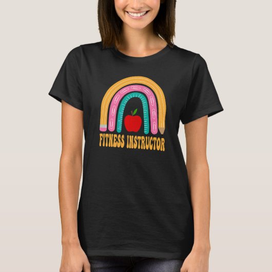 T-shirt Instructeur De Fitness Rainbow Cute Retourner À L' (Devant)