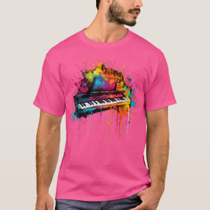 T-shirt Instrument à Clavier Sur Clavier Peint Coloré