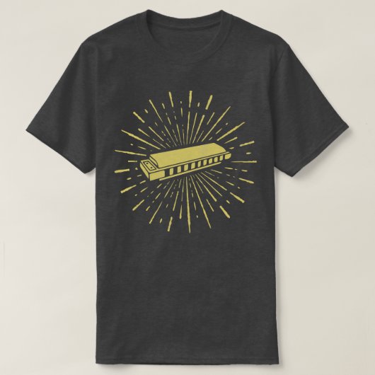 T-shirt Instrument Cool Retro Vintage Harmonica (Design devant)