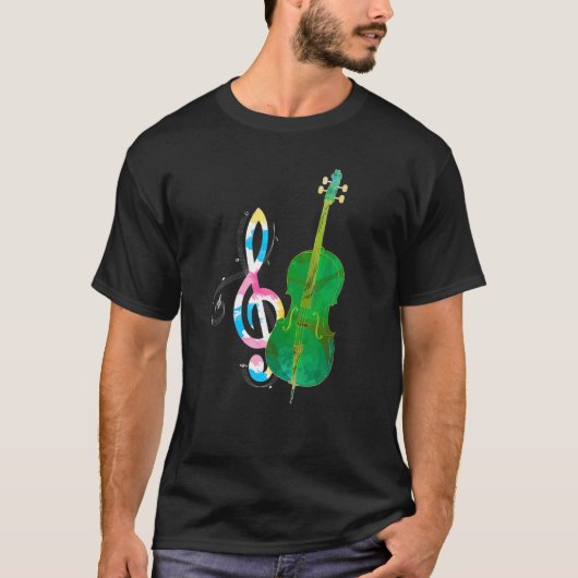 T-shirt Instrument de musique classique Cellist Treble Cle (Devant)