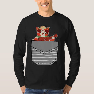 T-shirt Instrument De Musique De Chat Ukulele À Poche