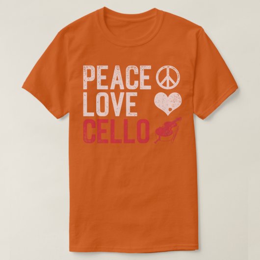 T-shirt Instrument de musique Peace Love Cello (Design devant)