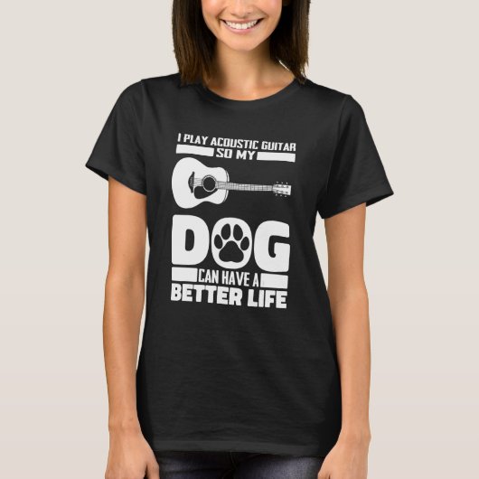 T-shirt Instrument Dog - Guitarist Acoustic Guitar (Devant)