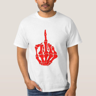 T-shirt insulte squelettique de doigt moyen de silhouette