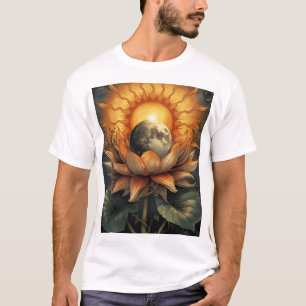 T-shirt 🌸🌞🌙 Intégration Florale : Soleil et Lune en Fle