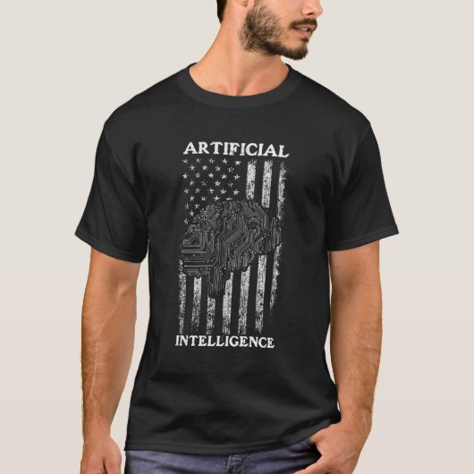 T-shirt Intelligence Artificielle Us Drapeau - Ai Robotics (Devant)