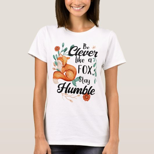 T-shirt Intelligent Comme Le Renard, Humble, Animaux Sauva (Devant)