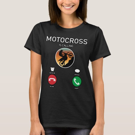 T-shirt Interface d'appel téléphonique drôle de Motocross (Devant)