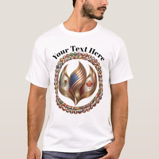 T-shirt International Unity Flame with World Flags Emblem  (Devant)