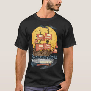 T-shirt Internet gratuit. Navire pirate.