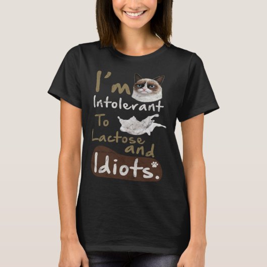 T-shirt Intolérant au lactose et Idiots Kitten Chat en col (Devant)