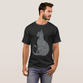 T-shirt Intricate Celtic Knotwork Cat Silhouette (Devant entier)